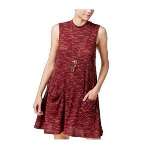 Ultra Flirt‎ Women Loose Pocket Marled Shift Dress Sleeveless Swing Dress